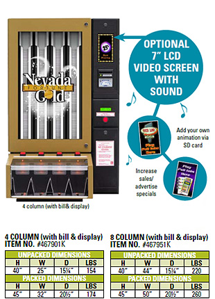 Nevada Gold Ticket Dispenser with Optional Video Screen with Sound