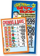Featured Bingo Tickets - Lightning Betty Boop and Crowns and Bars