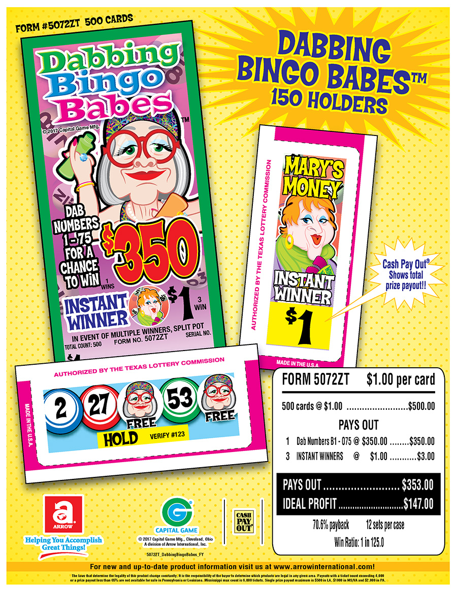 LIMITED TIME MULTIPLE WIN BINGO PULL TABS GREAT DEAL 4,318 Count $ .25 