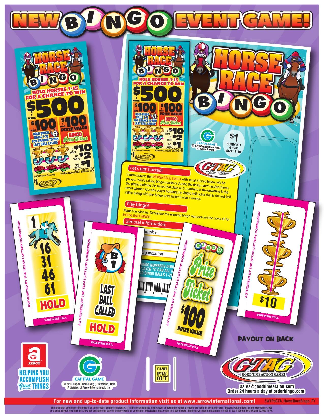 Love to Win $500 Bingo Pull Tabs Game Seal Card
