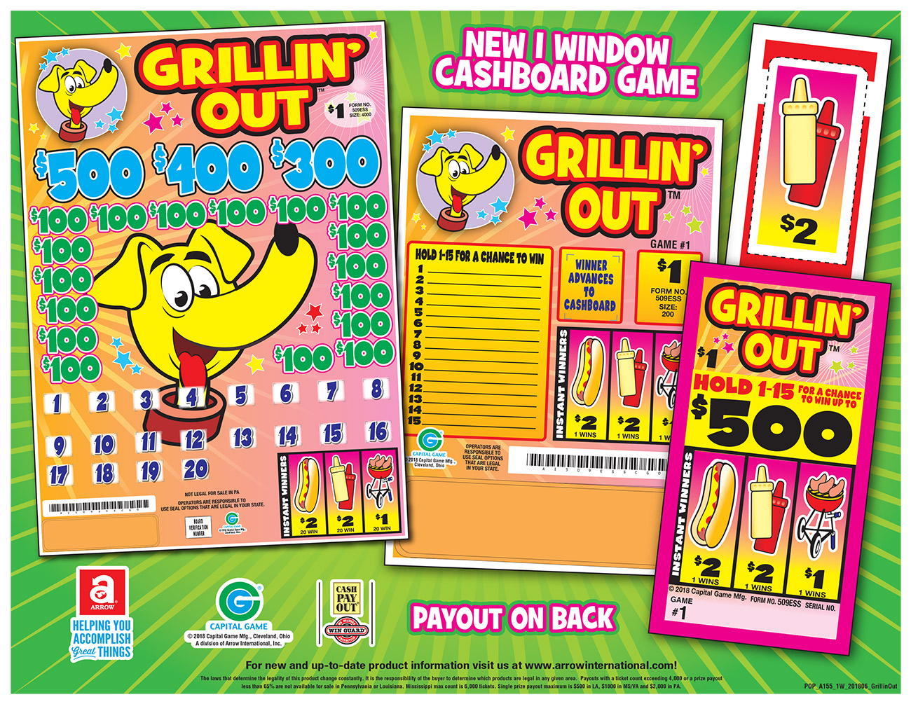 Downhill Kangaroo $500 Bingo Pull Tabs Game Seal Card