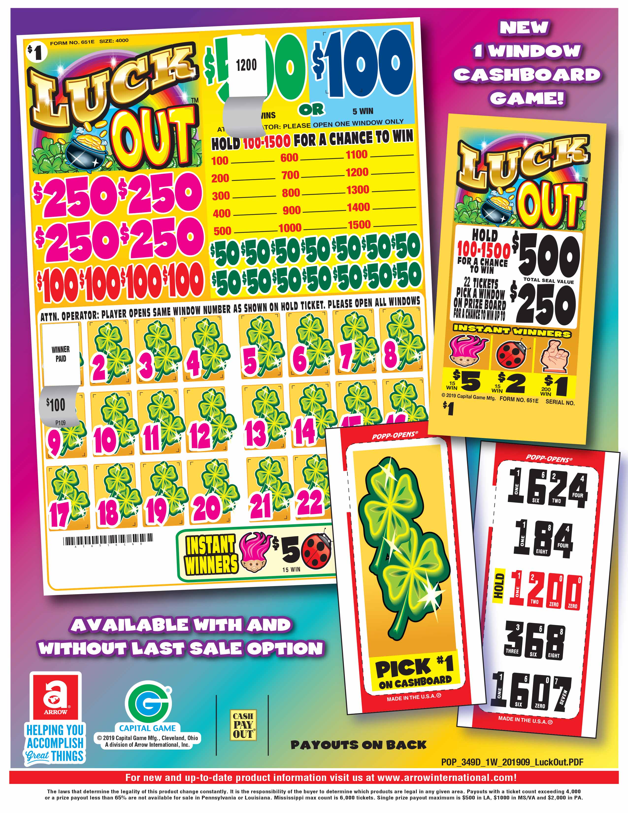 Hitters $75 Bingo Pull Tabs Games 
