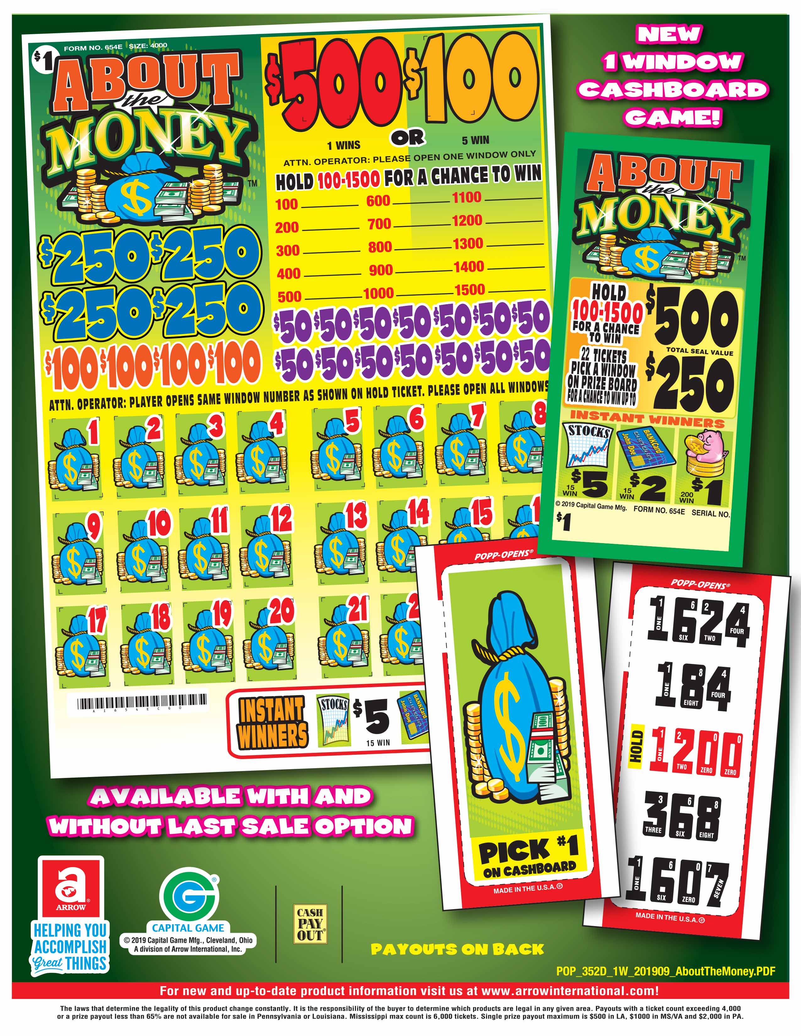 Seal Card Red Dog $300 Bingo Pull Tabs Game
